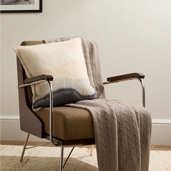 RALPH LAUREN HOME Cable Knit 100% Cashmere Throw Blanket - Natural - NWT - Picture 2 of 4